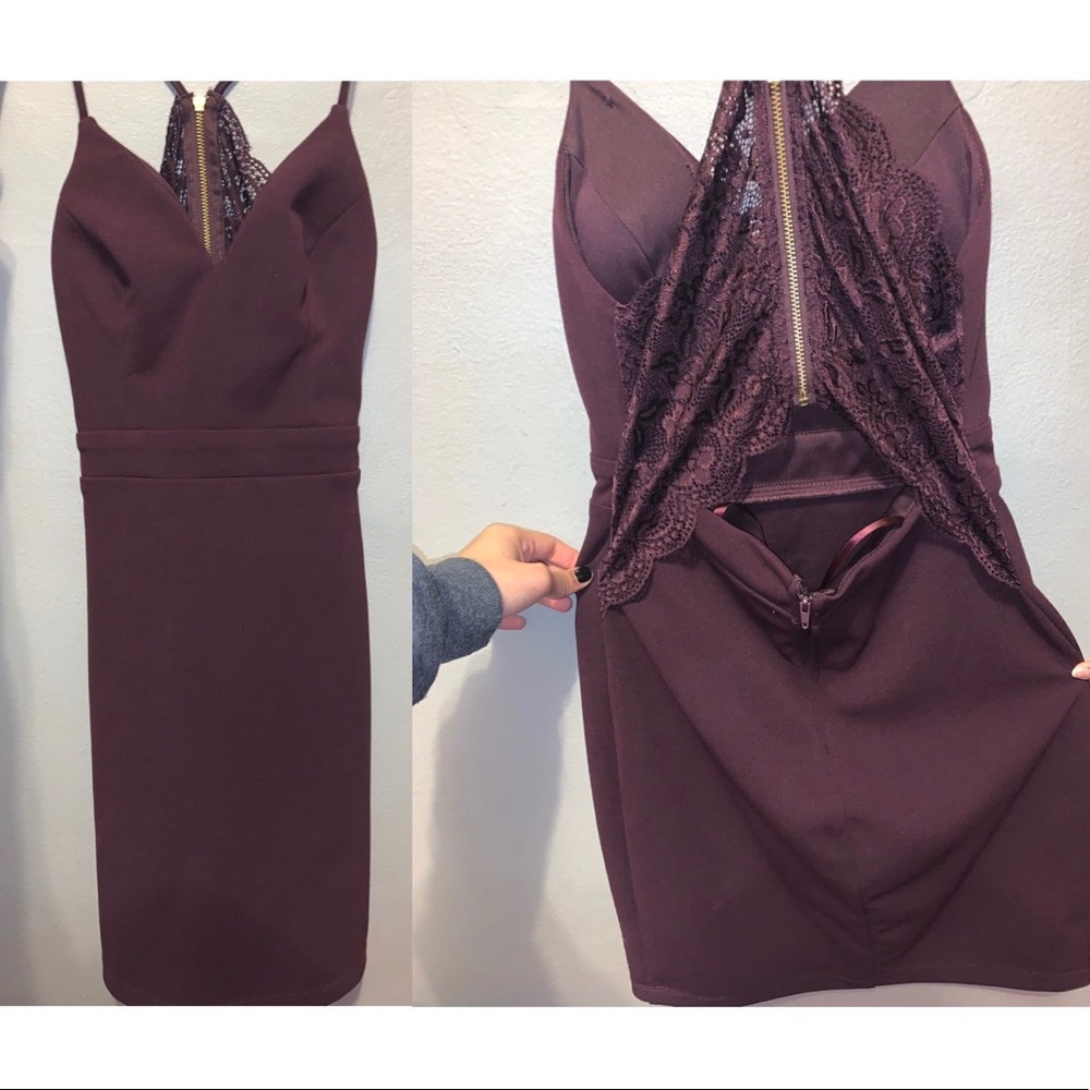City Triangles maroon short fitted dress
